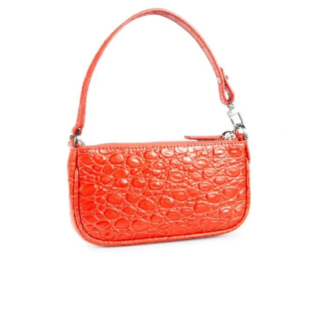 By far Mini Rachel Croc Embossed Leather Top Handle Bag